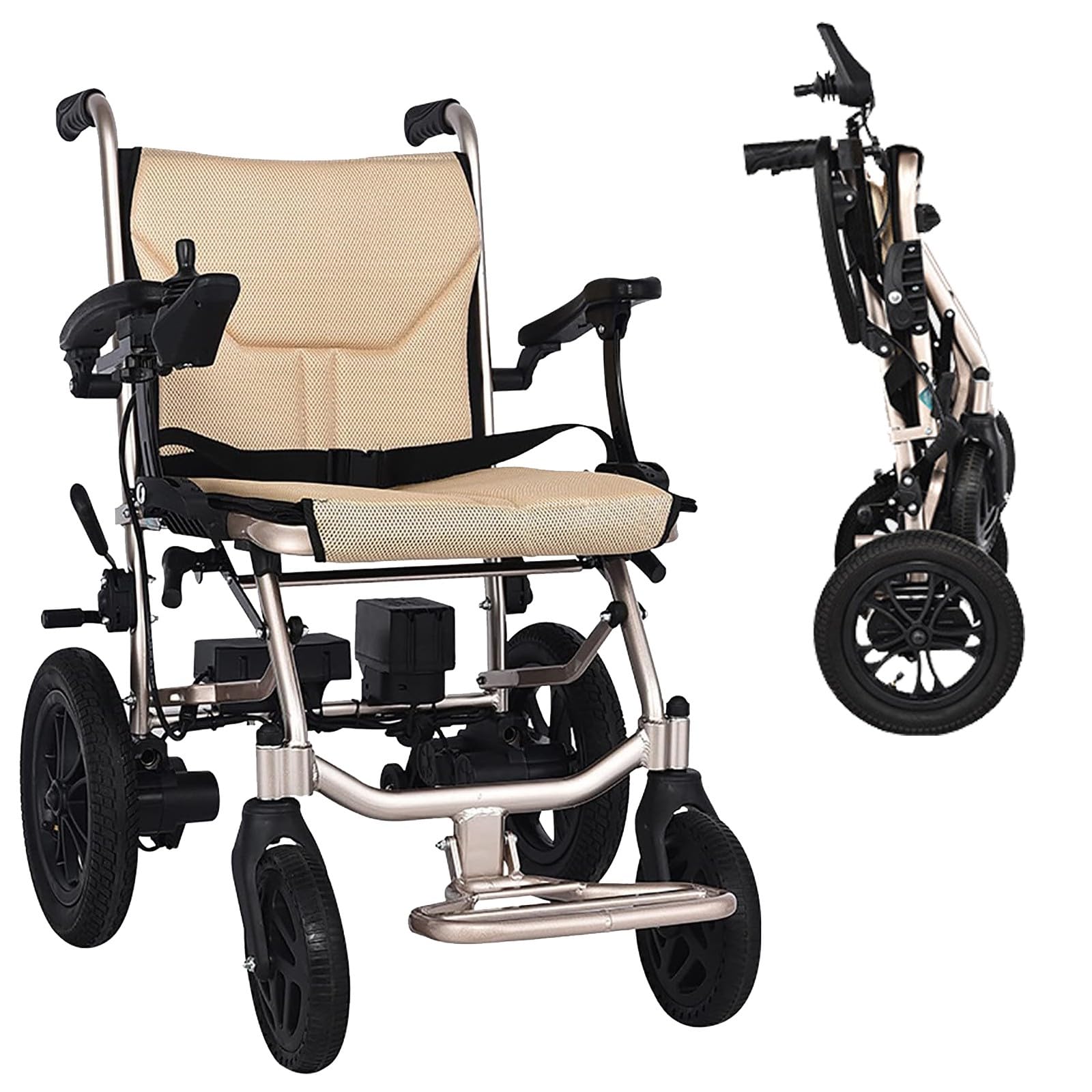 Sedia A Rotelle Elettrica Ultraleggera,Sedia A Rotelle Elettrica Pieghevole,Sedia A Rotelle Elettrica Multiterreno,Dotata di Due Batterie al Litio Rimovibili da 5,6 Ah A