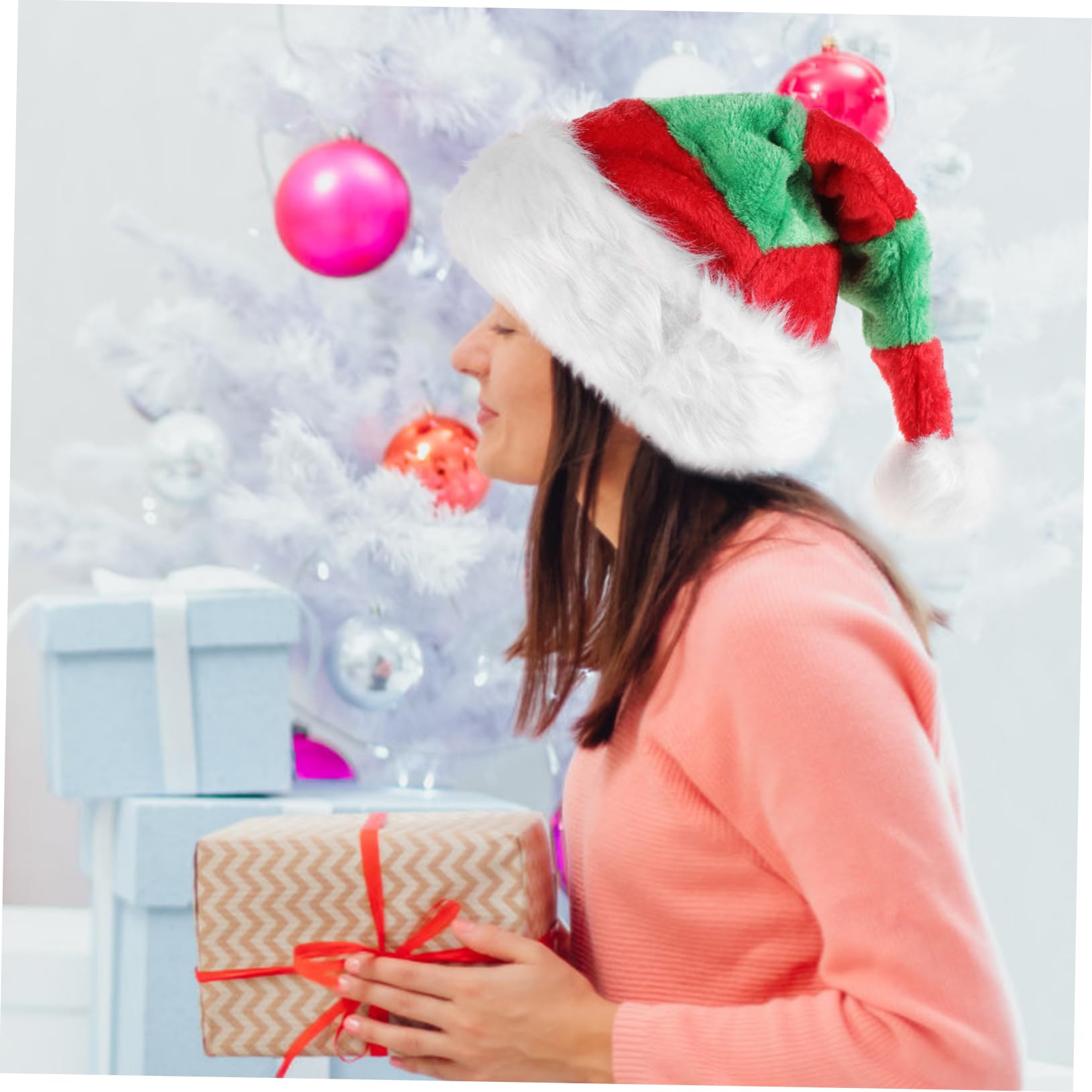 Ciieeo 5st Weihnachts Mann Hut Zylinder Weihnachtsschmuck Weihnachtsmütze, Weihnachtsmütze Schicke Weihnachtswintermütze Requisite Hut Weihnachten Plüsch