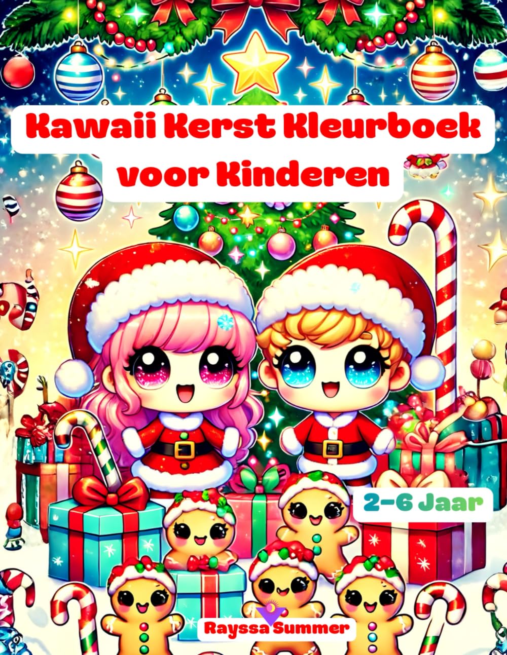 Kawaii Kerst Kleurboek voor Kinderen 2–6 Jaar: Schattige en Eenvoudige Kerstkleurpret met de Kerstman, Rendieren, Sneeuwmannen en Meer!
