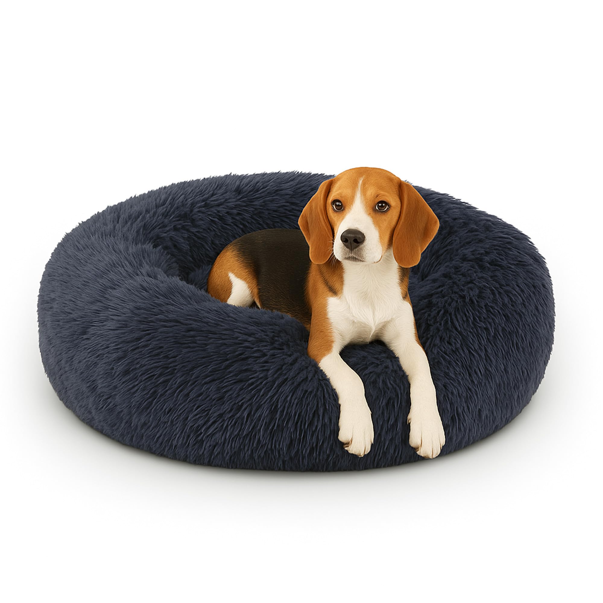 Bestlivings Haustierbett Fluffy Anthrazit Donut Hundebett Katzenbett Ø100cm