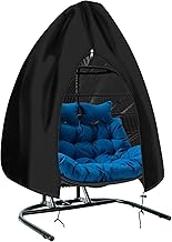 Outdoor Double Seat Hanging Chair Cover with Zipper , Heavy Duty 420D Egg Swing Chair Cover, Waterproof Windproof, 200x230cm, Black