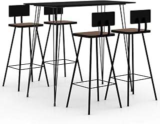 Kshzmoto 5-częściowy zestaw barowy stołek barowy wysoki stołek barowy Grupa gastronomiczna stół kuchenny czarny