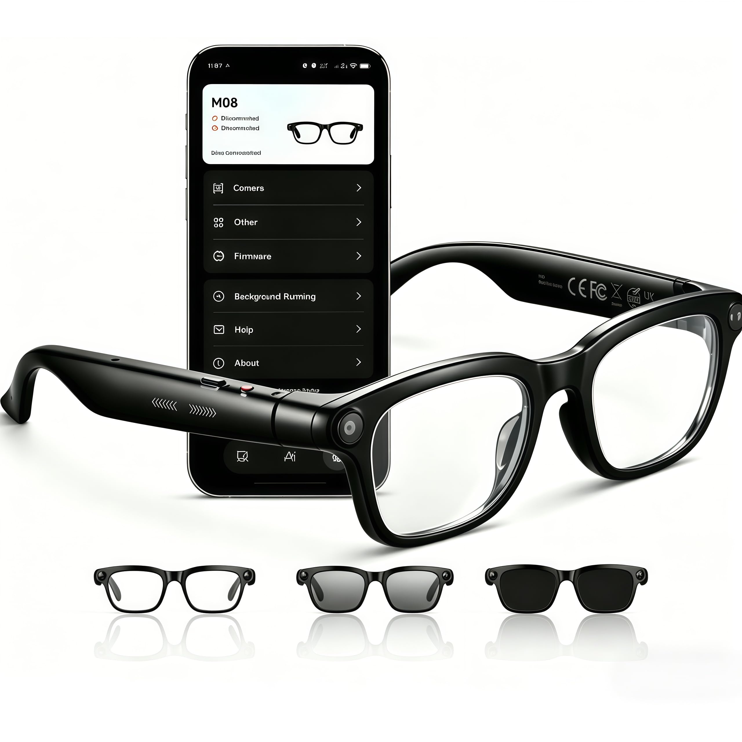Smart Brille mit Kamera und Bluetooth, 800W HD Kamera, Open-Ear Audio Videoaufnahme Übersetzung KI-Brille mit elastischem Rahmen für Männer & Frauen, 300mAh Akku für Reisen, Laufen, Vlog, Meetings