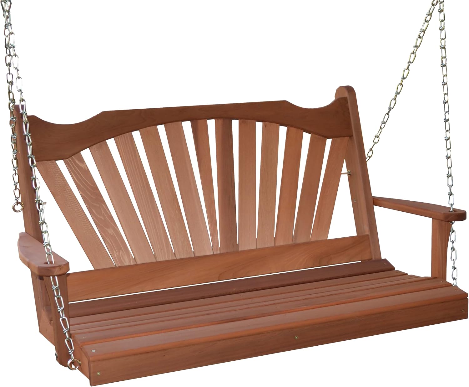 Furniture Barn USA- Fanback Porch Swing, Cedar 4 ft- Cedar Stain