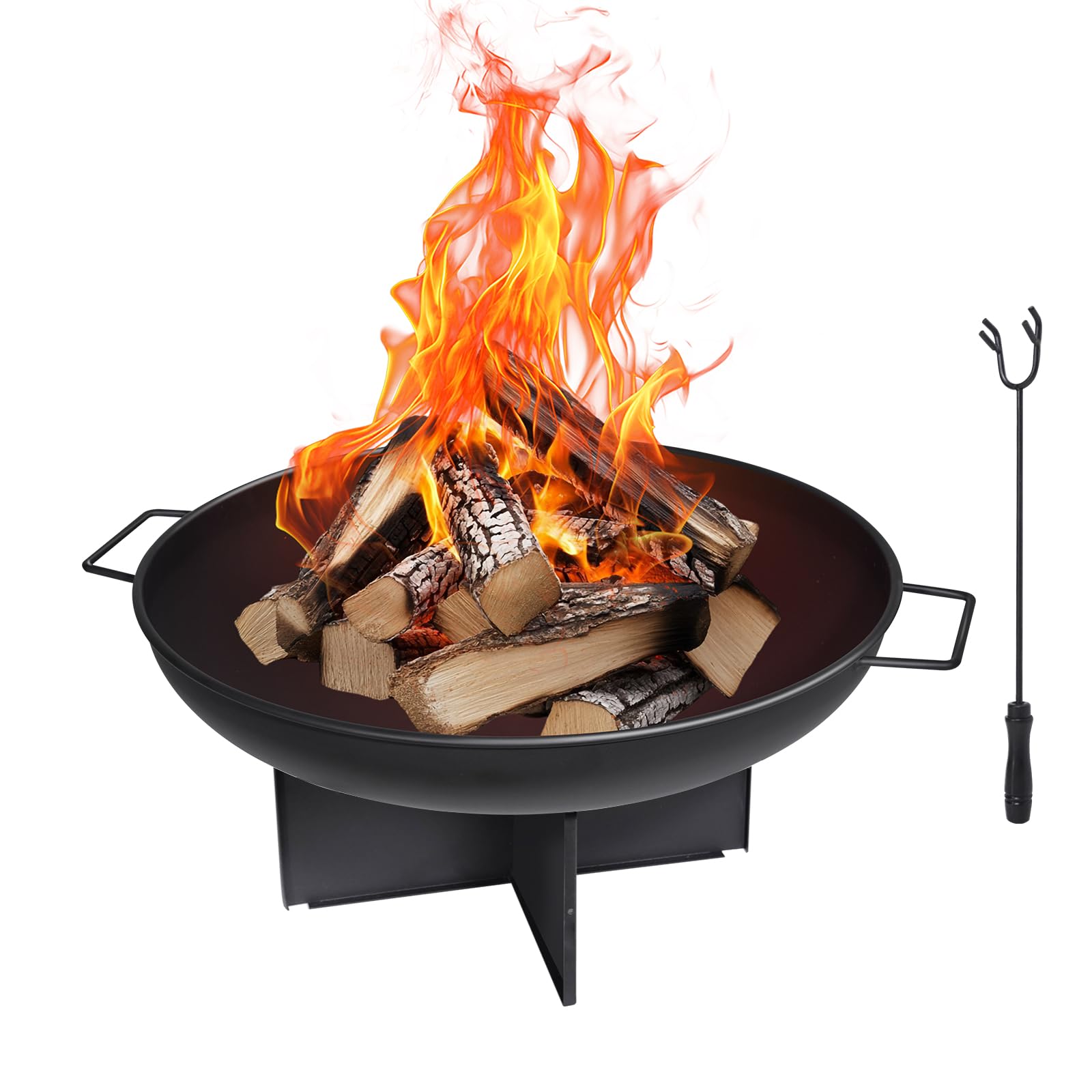 HYCHIKA Brasero Exterieur Ø60cm Foyer Bûcher Fire Pit Camping Jardin