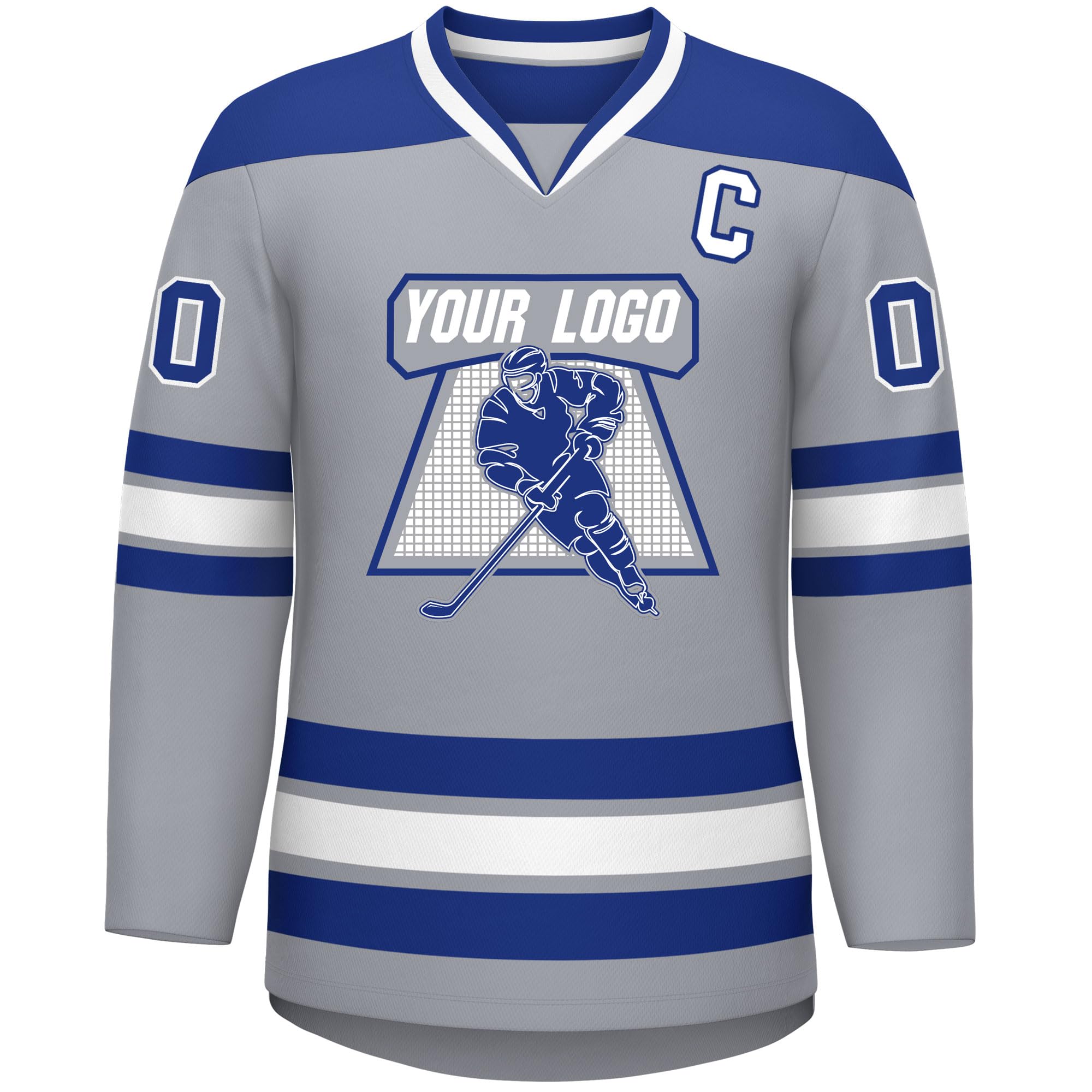 Custom Hockey Jersey Stitched or Printed Name Number V-Neck Athletic Jersey