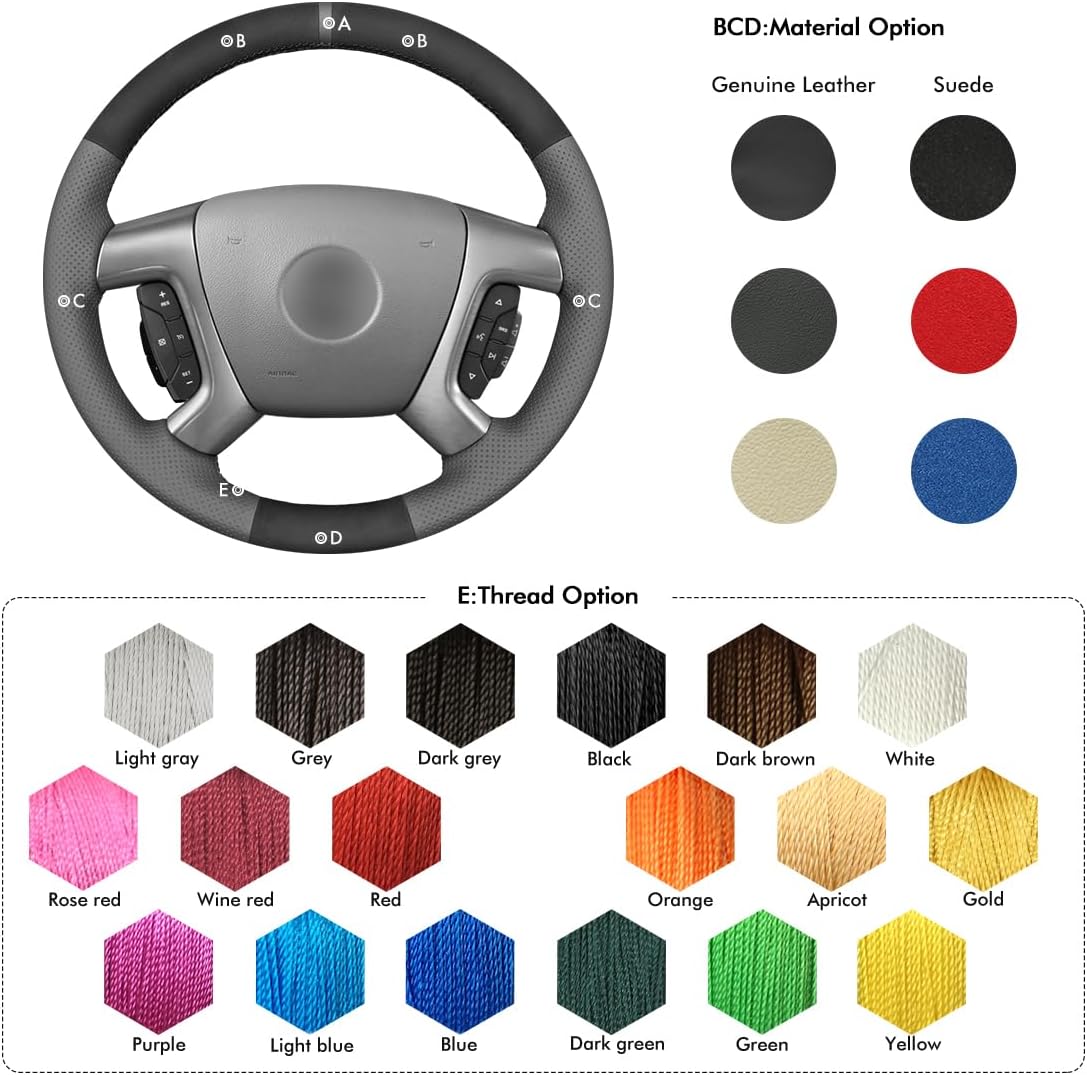 MEWANT Steering Wheel Cover for Chevy2008-2013 Silverado 1500 / Chevy Silverado 2500 3500/2007-2013 2014 Tahoe / 2007-2014 Suburban 1500/2007-2013 Avalanche 1500/2009-2015 Traverse/Express