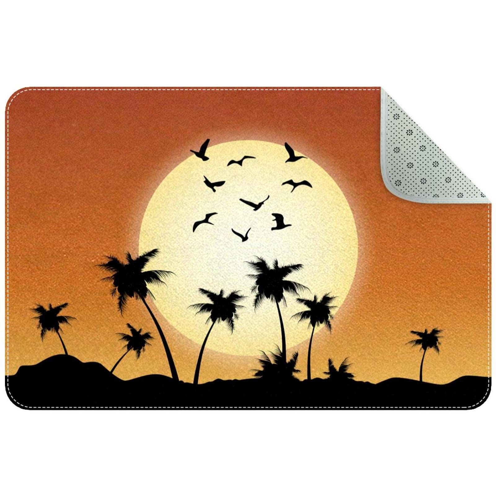 Tapis d'entrée tropical paillasson coucher de soleil pour décorer votre entrée de maison