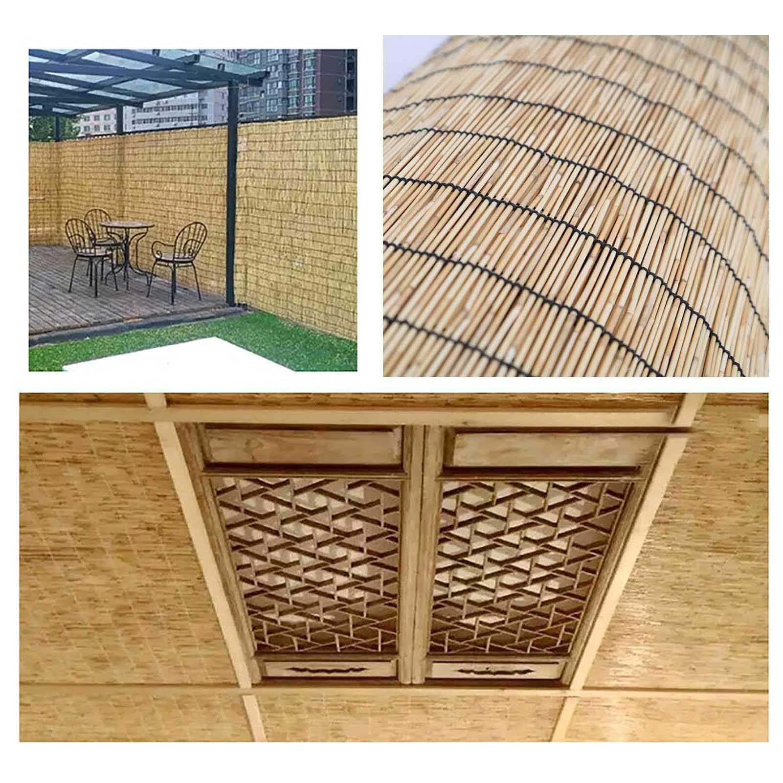 Pantalla De Caña Natural, Decoraciones Para El Hogar, Mimbre Ocultacion, Cañizo Y Brezo, Panel De Privacidad De Cerca De Bambú, Protección Contra El Viento Y El Sol De Madera, Para Patio, Balcón