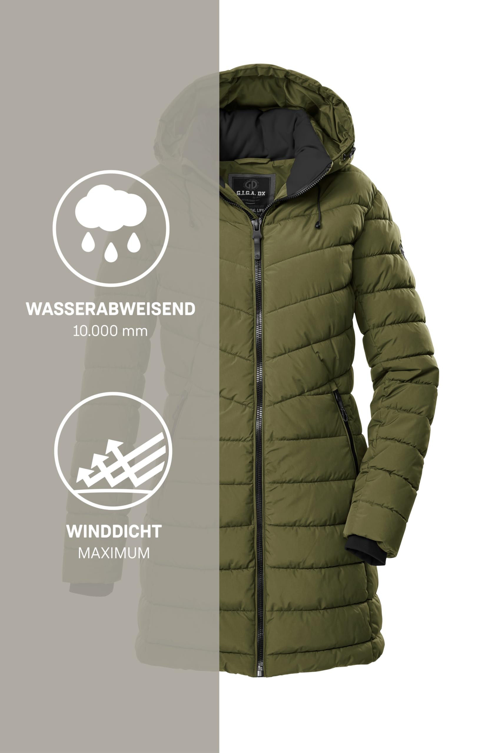 G.I.G.A. DX Damen Gw 74 Wmn Qltd Prk Steppparka/Funktionsparka in Daunenoptik mit abzippbarer Kapuze