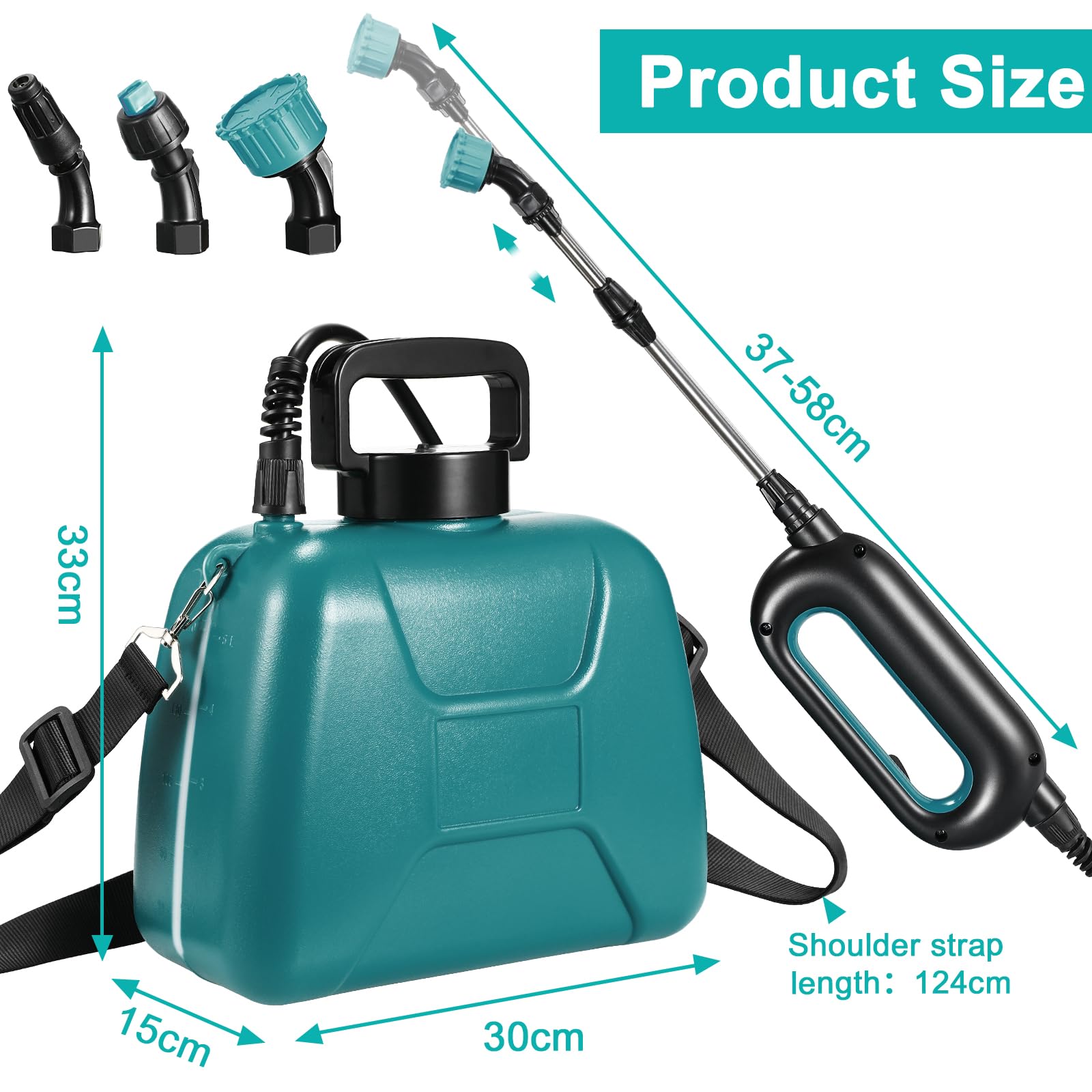 TLGREEN Pompa Irroratrice a Batteria 8L, Spruzzatore Elettrico 7.4V, 2000mAh Nebulizzatore Giardino con 4 Ugelli Regolabili Nebulizzatore Asta Telescopica, Spruzzatore per Erbacce da Giardino e Piante