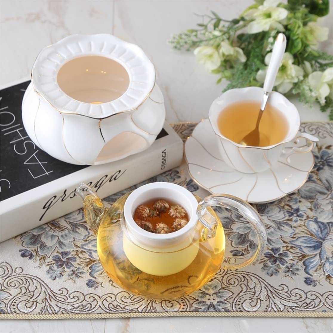 陶器製ポットとカップセット Amazon.com: ZXLPHA Tea Cup Set Tea Set Teapot Set 10pcs