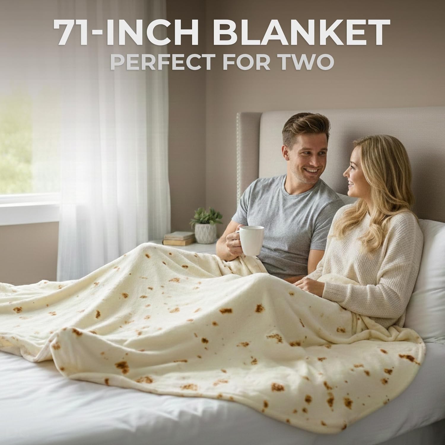 Zulay Burritos Tortilla Blanket Wrap - Double Sided Large 71 inches Blanket - Holiday Novelty Throw - Soft Flannel Round Throw Premium 280 GSM - Fun White Elephant Gift for Adults - Image 7