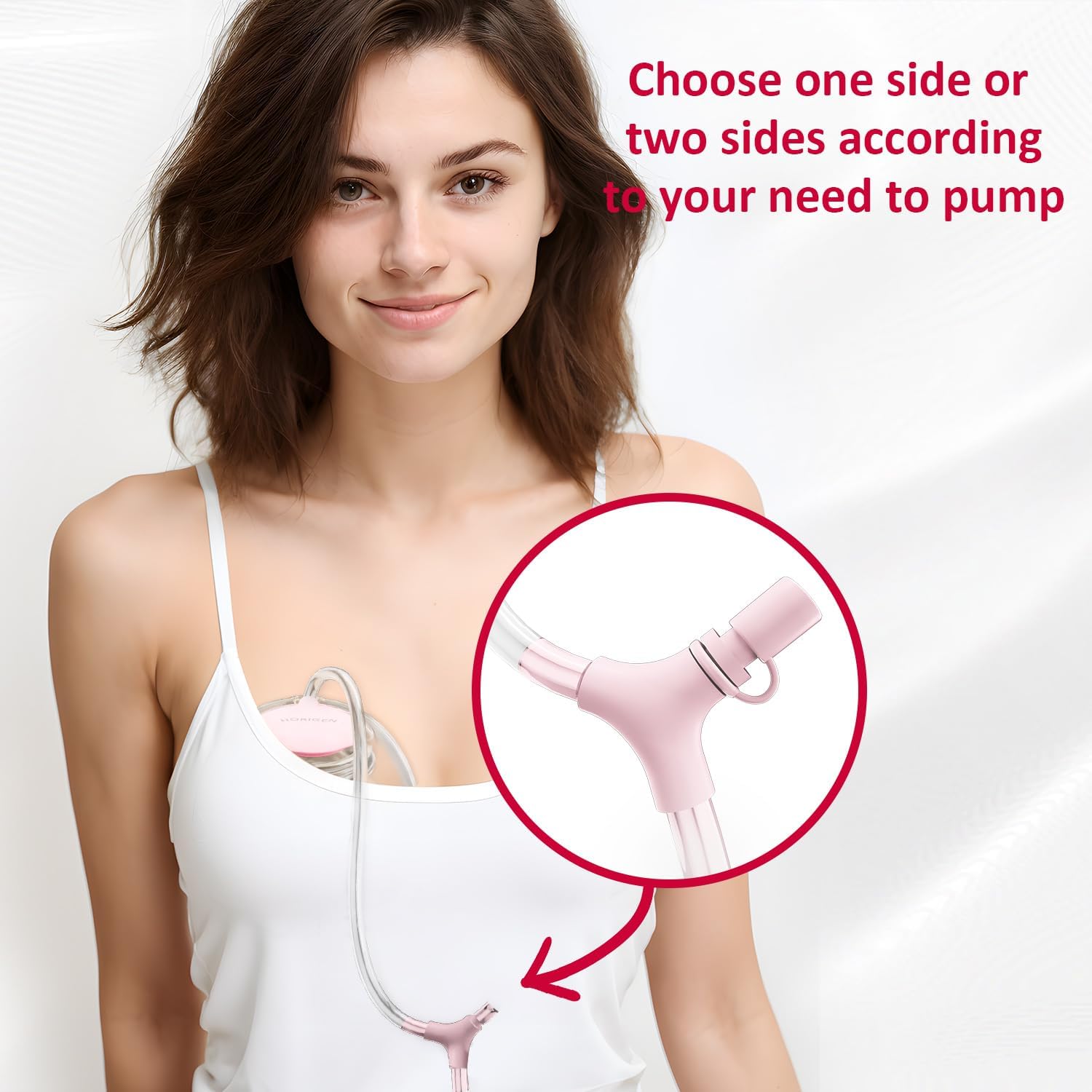 Woman wearing HORIGEN D6 breast pump outdoors