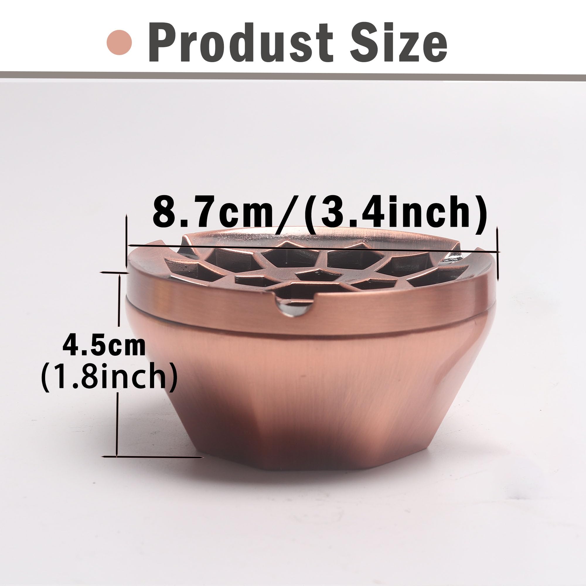 Metal Ashtrays for Cigarettes and Cigars Windproof Ashtray for Home Hotel Garden and Desktop Use,1 Pcs (Copper, Round-multihole)