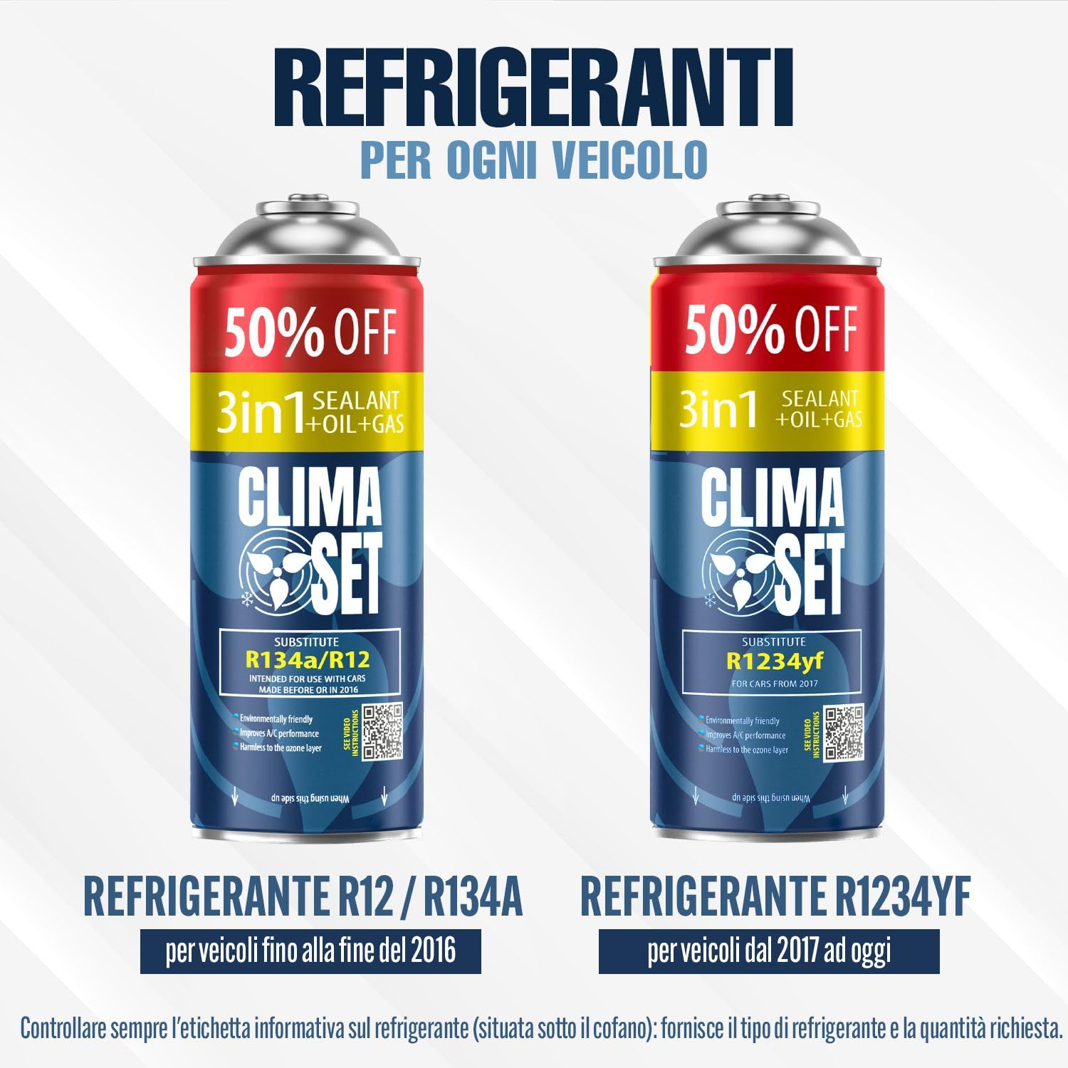 ClimaSet 3in1 R124yf Gas di ricambio per refrigerante, condizionatore d'aria per auto, refrigerante, bombola del gas, 2 x 235 g, tubo dell'aria condizionata, manometro, adattatore HP/LP- ECO