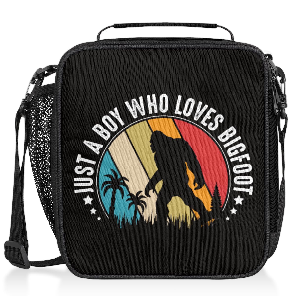 Bigfoot Kids Lunch Boxes, Sasquatch Insulated Lunch Bag for Kids with Adjustable Shoulder Strap and Water Bottle Holder, Reusable School Lunch Box for Boys and Girls