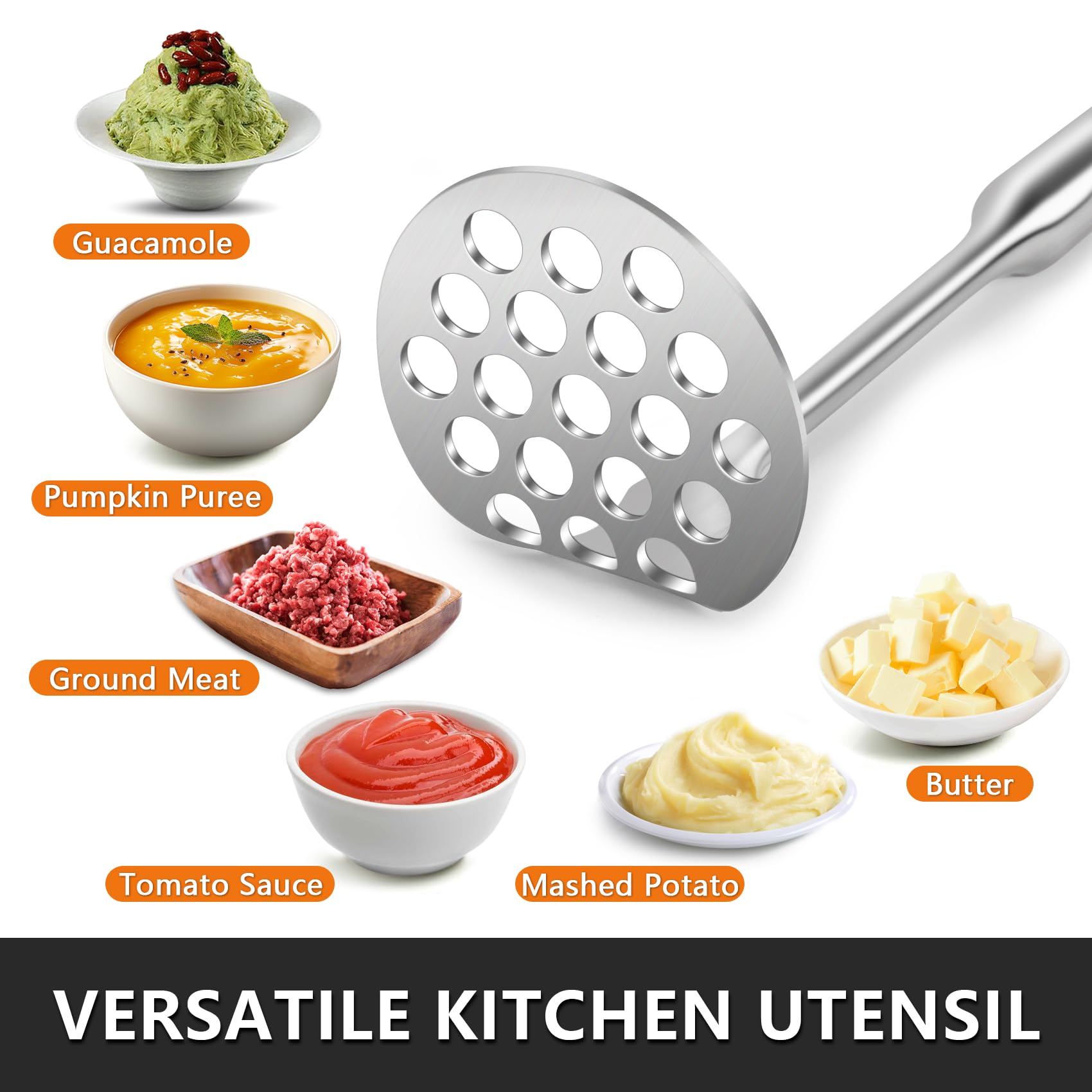 Pequeño triturador de aguacate, triturador de patatas de acero inoxidable, herramienta de cocina integrada para puré de alimentos