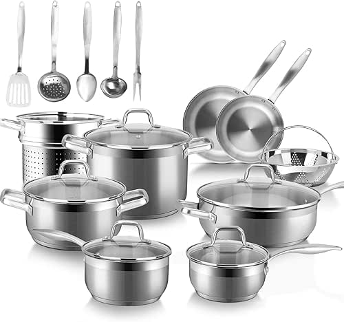 Duxtop Professional Stainless Steel Induction Cookware Set, 19PC Kitchen Pots