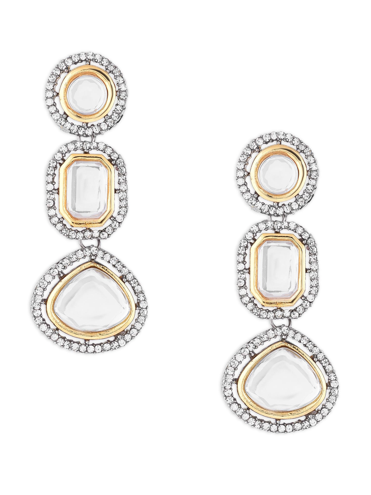 Zaveri Pearls Two Tone Artificial Stones & Austrian Diamonds Dangle Earring For Women -ZPFK16497 (B0CGHY53HC) Amazon Price History, Amazon Price Tracker