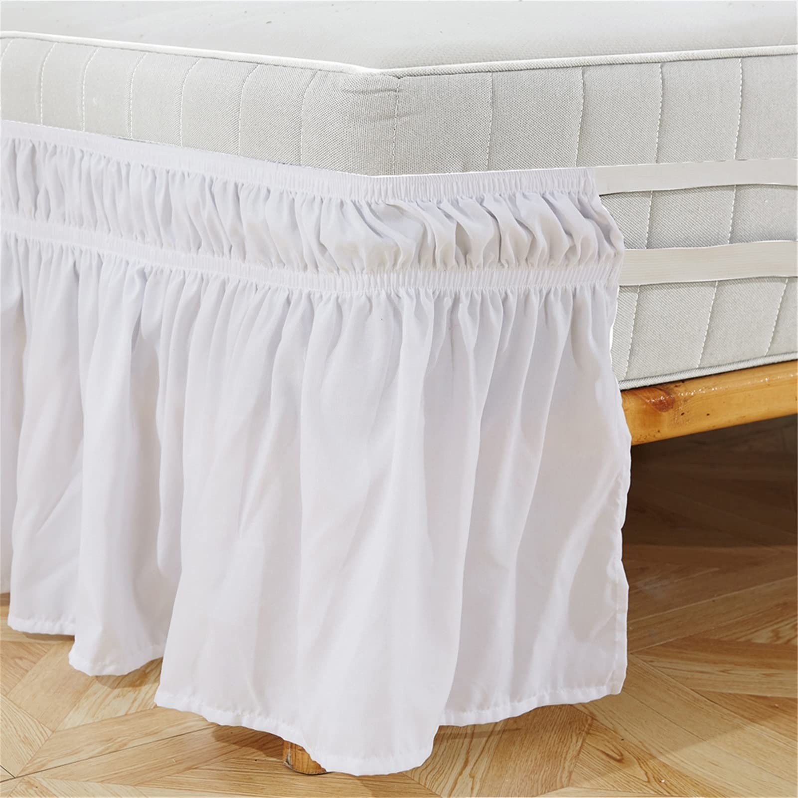 Rund um elastische Rüschen Bettrock Rüschen Hirten Solid Home Bett Röcke 15 Zoll Twin/Full/Queen Bettrock (Color : Light Grey, Size : Queen 60x80x15 inch)