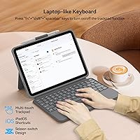 Vista 5 de Funda de teclado para iPad de décima generación: teclado mágico estilo Bluetooth recargable con trackpad incorporado, teclas retroiluminadas, diseño