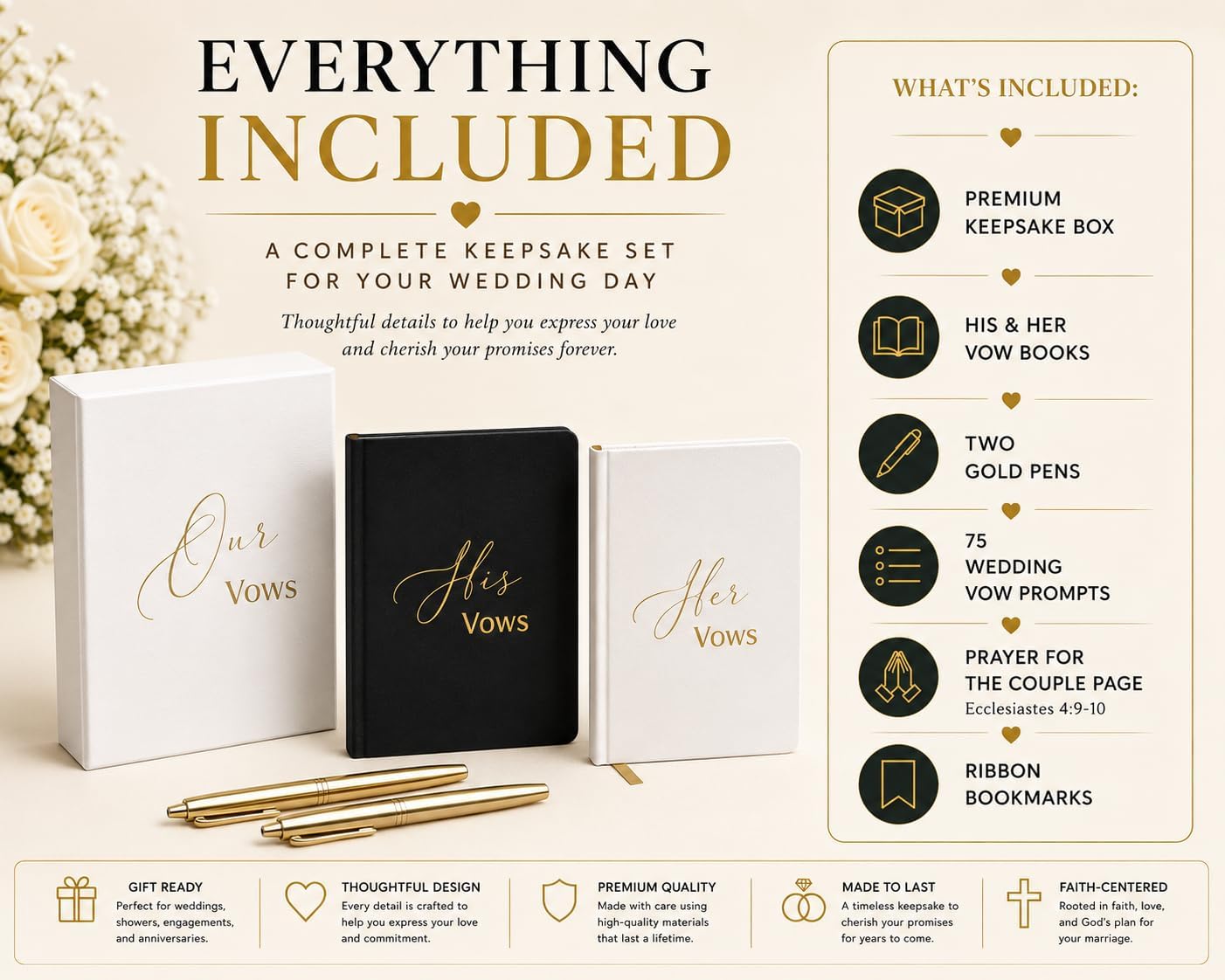 Luxury Wedding Vow Books for Bride and Groom – His and Hers Keepsake Set for Wedding Day