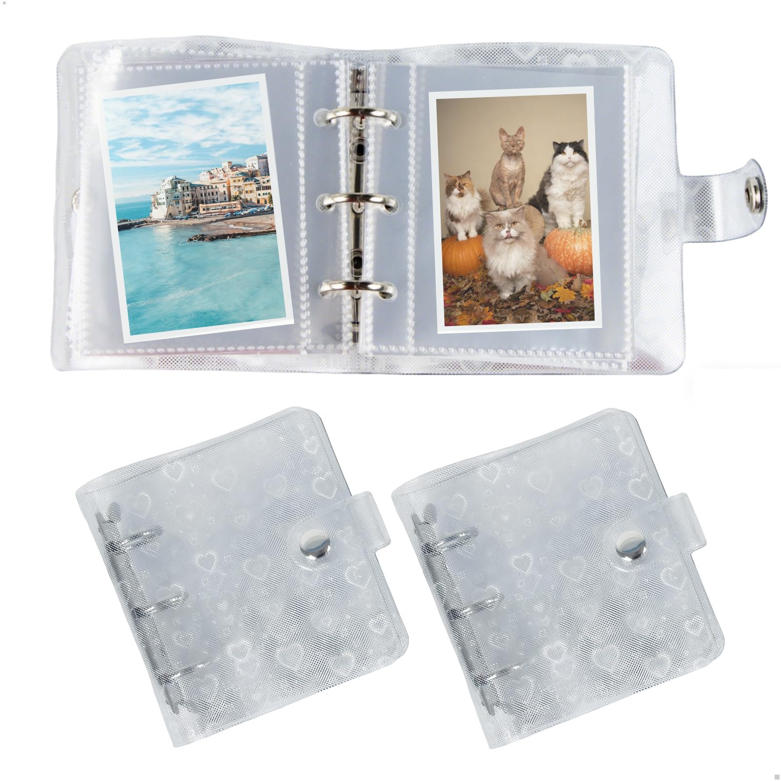 A8 Photocard Binder with 25 Pack Pages, 3 Ring Binder Photocard Album, Card Binder, Buckle Closure for Organising Trading Cards, K-Pop Photo Cards, Pack of 2