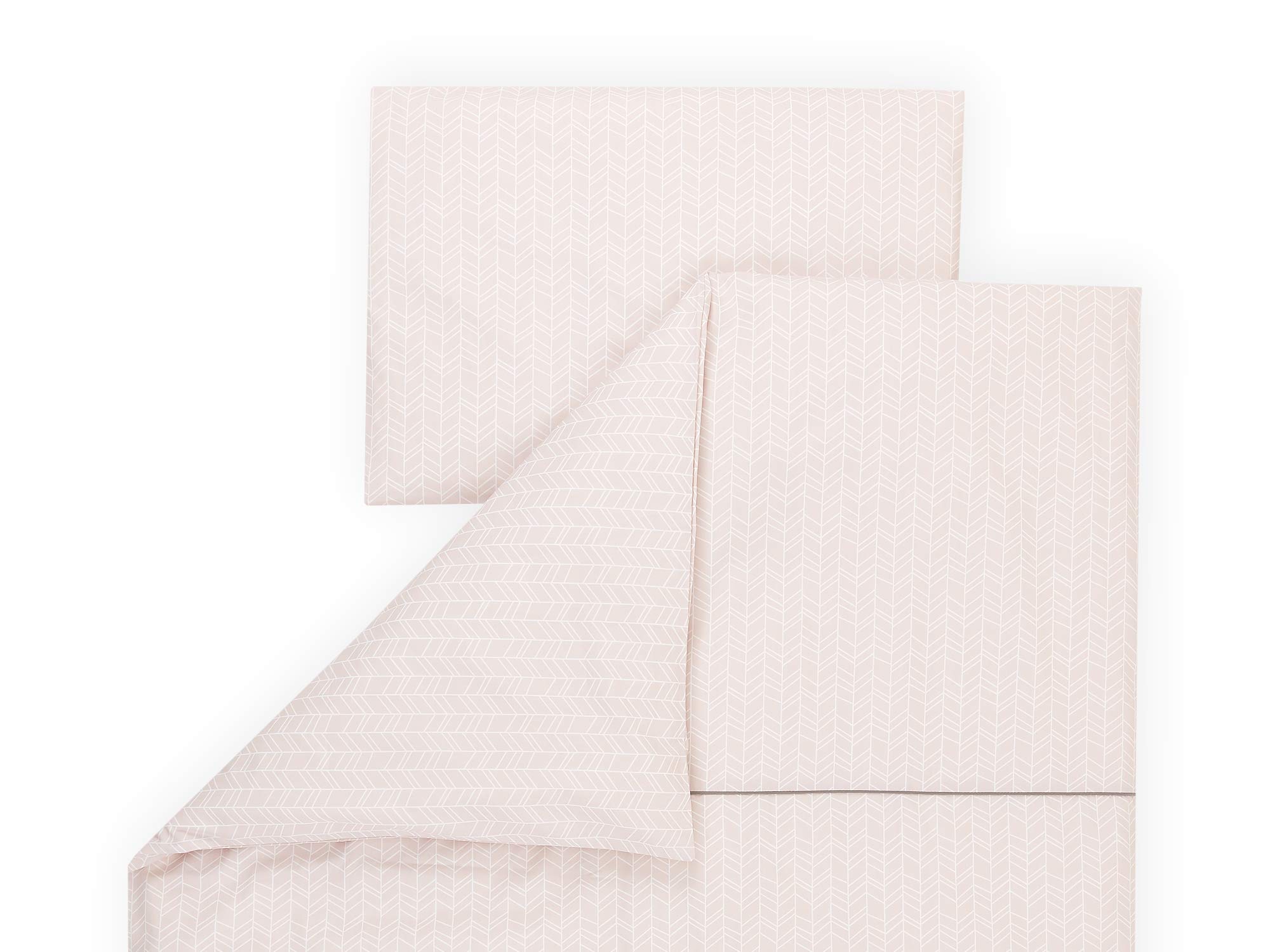 KraftKids Juego de ropa de cama de diferentes diseños y colores bonitos y modernos, lavable, 40 x 60 cm y edredón 135 x 100 cm, funda nórdica de algodón, hecha a mano en la UE weiße Feder Muster auf