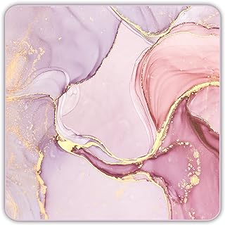 Premium Square Waterproof Mouse Pad - Non-Slip Rubber Base, 9x9 inches (Pink Marble)