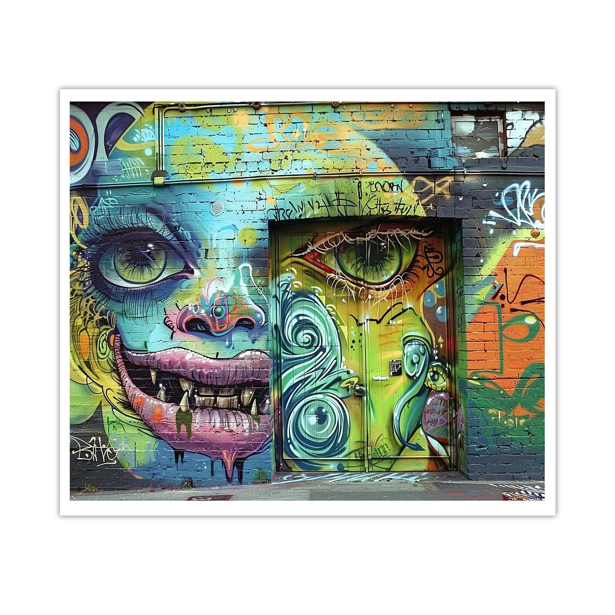 OSHIONARTE Abstract Animals Canvas Posters Colorful Graffiti Wall Decor Psychedelic Painting Poster Home Decor for Home Game Room Wall 60x80cm Frameless