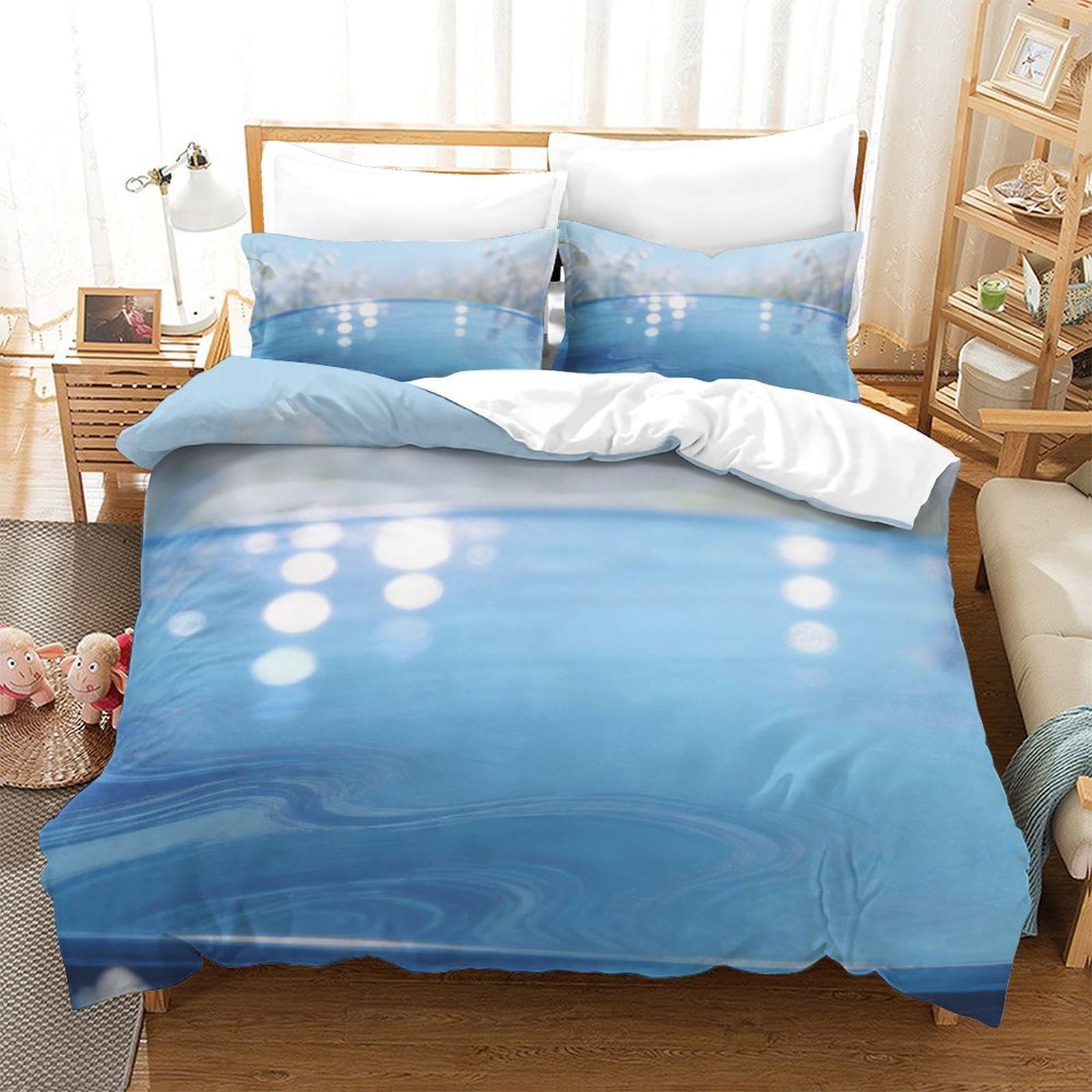 Housse de couette 3D décoration chambre moderne avec parure reflet d'eau