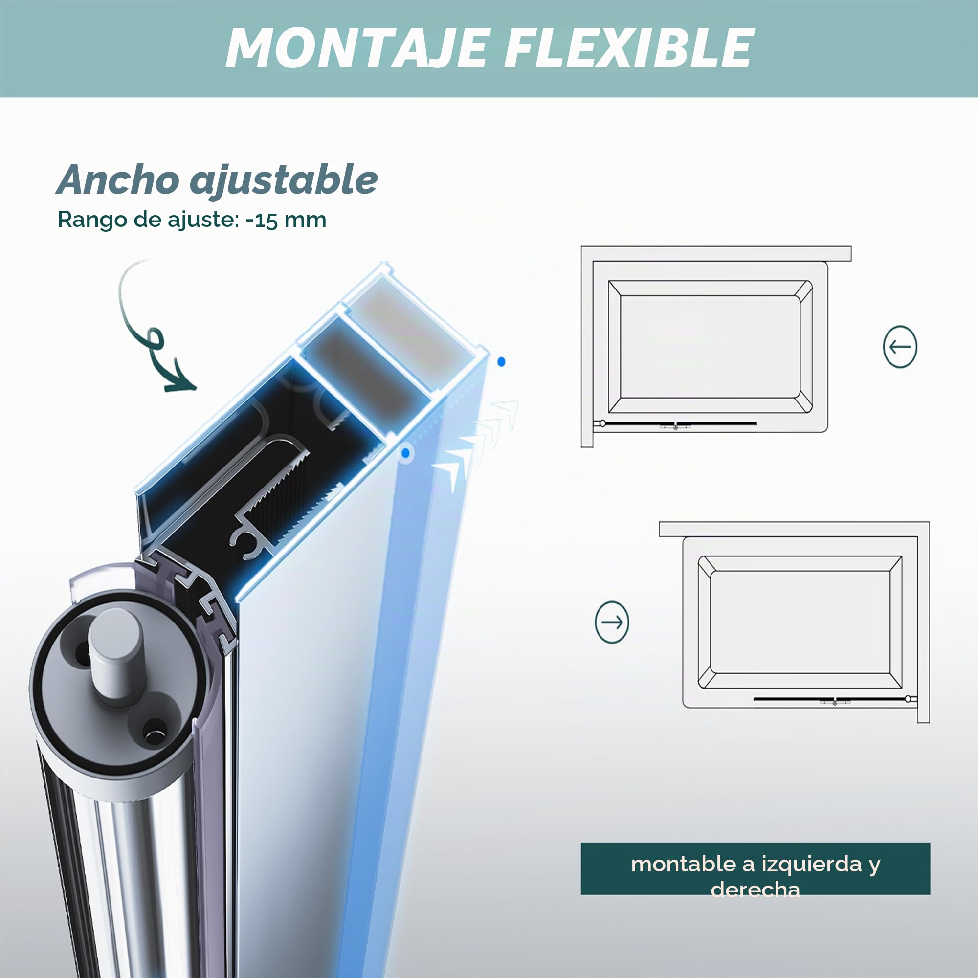 Mampara de ducha para bañera, 120 x 140 cm, 2 piezas, pared plegable de cristal de seguridad Nano ESG de 6 mm, impermeable, ahorra espacio, fácil de montar