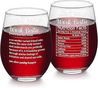 Futtumy Work Bestie Gifts for Coworker Women, Work Bestie Definition Wine Glass, Coworker Office Birthday Christmas Gifts for Women Friend Leaving Farewell Party, 17oz