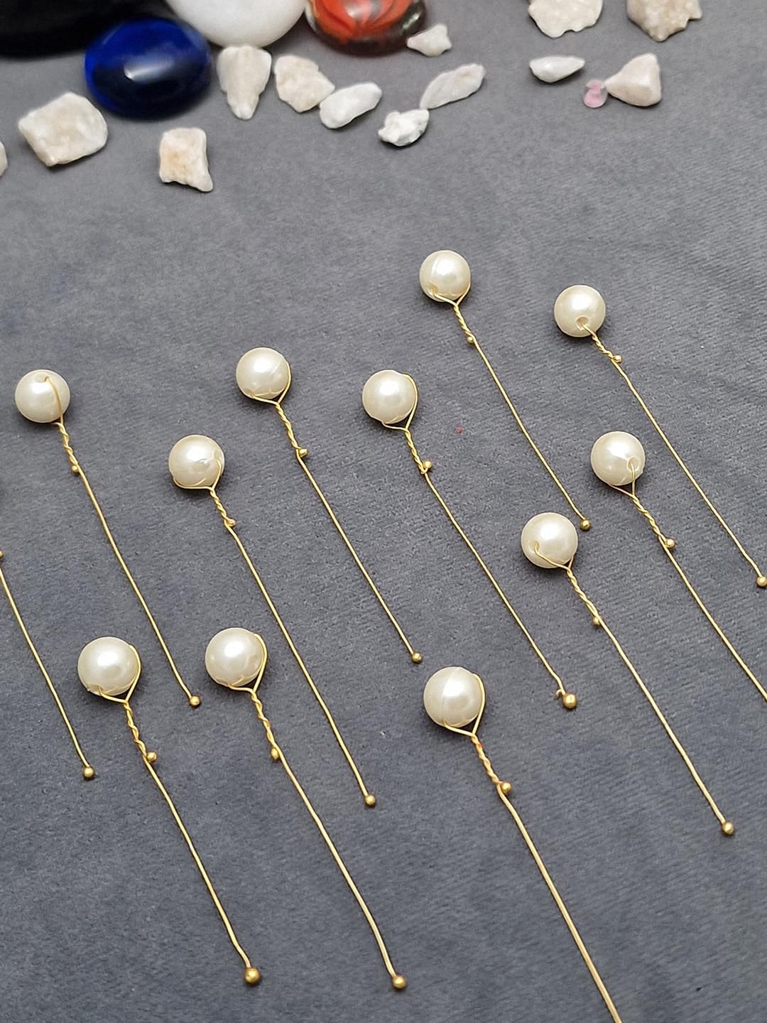 Elegant Pearl Hair Pins for Bridal & Party | Decorative Faux Pearl Hair Pins for Women | U Shape Hair Pins for Bun, Updo & Hairstyle Styling, 8 mm Pearls Size, 12 Pcs – Gold.
