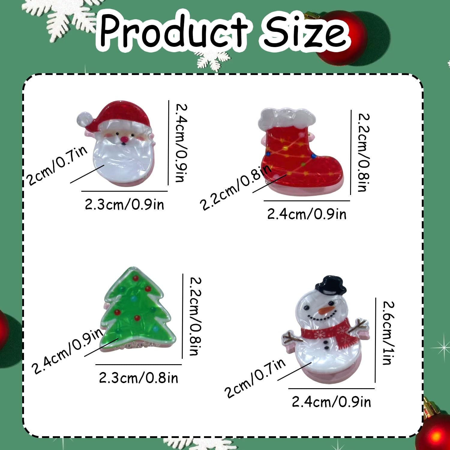 12 Pcs Christmas Claw Clips Christmas Elements Mini Hair Clips with Santa Claus Xmas Hat Gift Snowman Design Strong Hold Non Slip Small Hair Clips for Women Thick and Thin Hair Various Hairstyles - Image 4