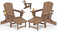 Vista 53 de KINGYES Silla Adirondack Plegable Ajustable con Reposapiés y Organizador de Reposabrazos Multifuncional 4 en 1, Silla Reclinable Adirondack Plegable