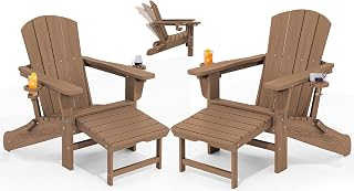 KingYES Folding Adjustable Adirondack Chair with Ottoman