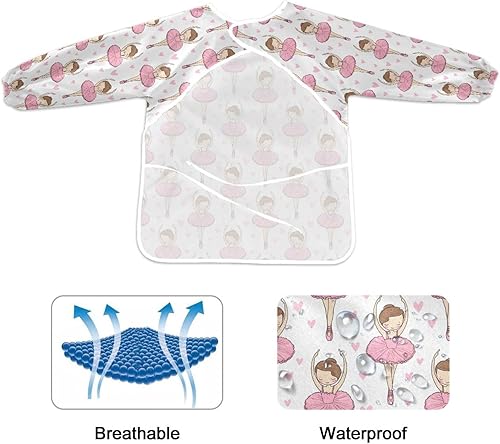 Miniatura 2 de Qilmy Lindas batas de elefante para niños, delantales impermeables para pintura de artistas para edades de 2 a 6 años, A