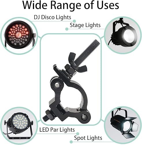Vista 48 de Lighting Truss - Abrazaderas de acoplador giratorio para luces, abrazadera O de doble cabezal de liberación rápida, abrazadera de tubo giratorio