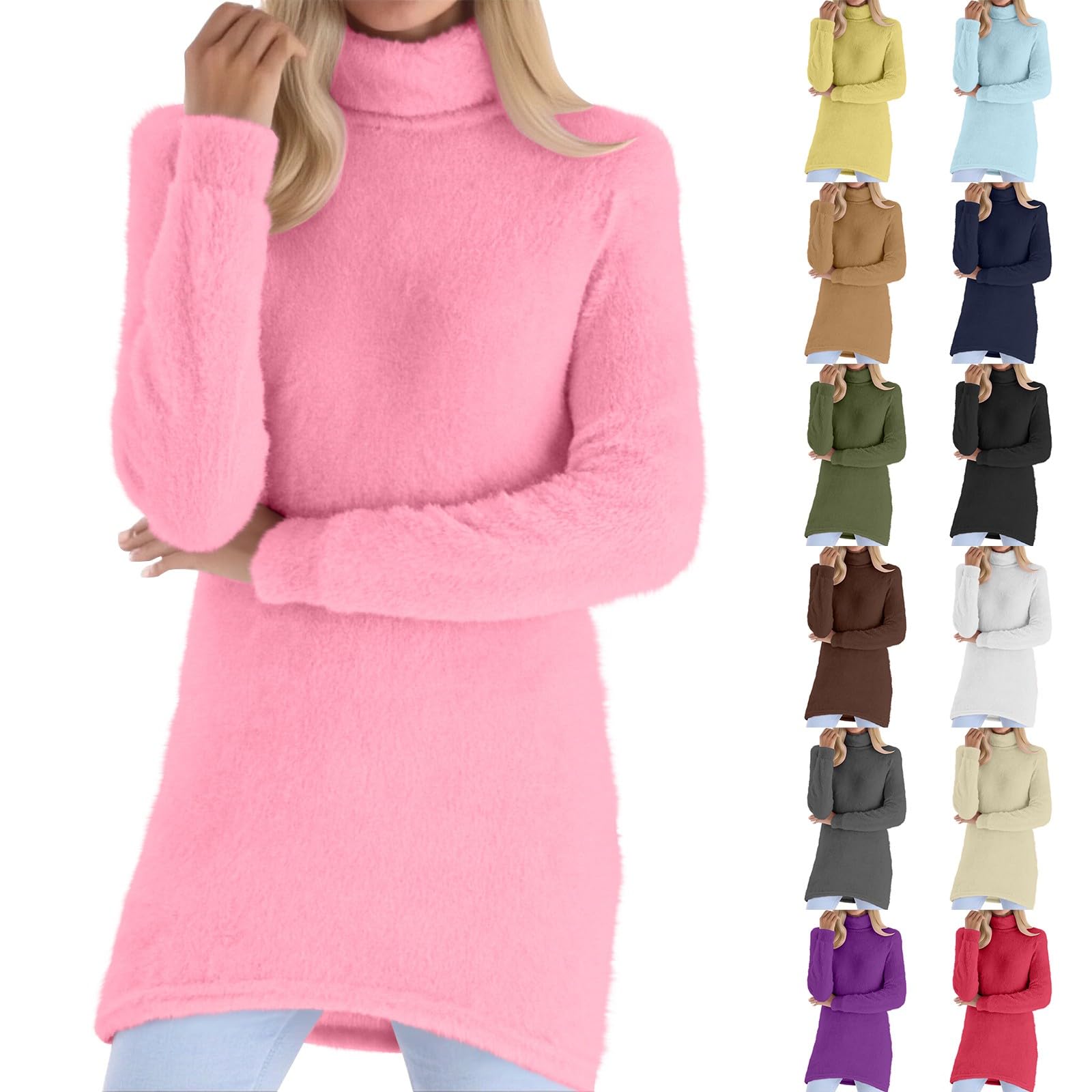 Turtleneck Sweaters for Women Fleece Cozy Long Sleeve Tunic Pajamas Oversized Winter 2025 Warm Lightweight Pullover
