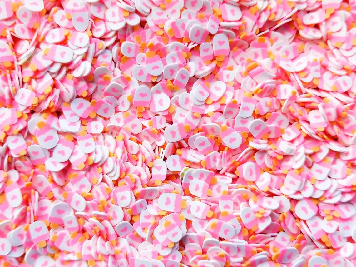 Pink Ice Cream Popsicle Polymer Clay Slices, Fake Sprinkle Clay Dessert Slices, Nail Art Slices, Faux Dessert, Miniature Dessert jocad (Container: Approx. 4-5 Grams)