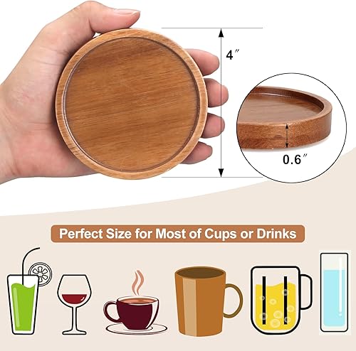 Miniatura 7 de 6 posavasos de madera de granja con soporte, posavasos únicos para bebidas de café, cerveza, posavasos frescos, posavasos rústicos decorativos para