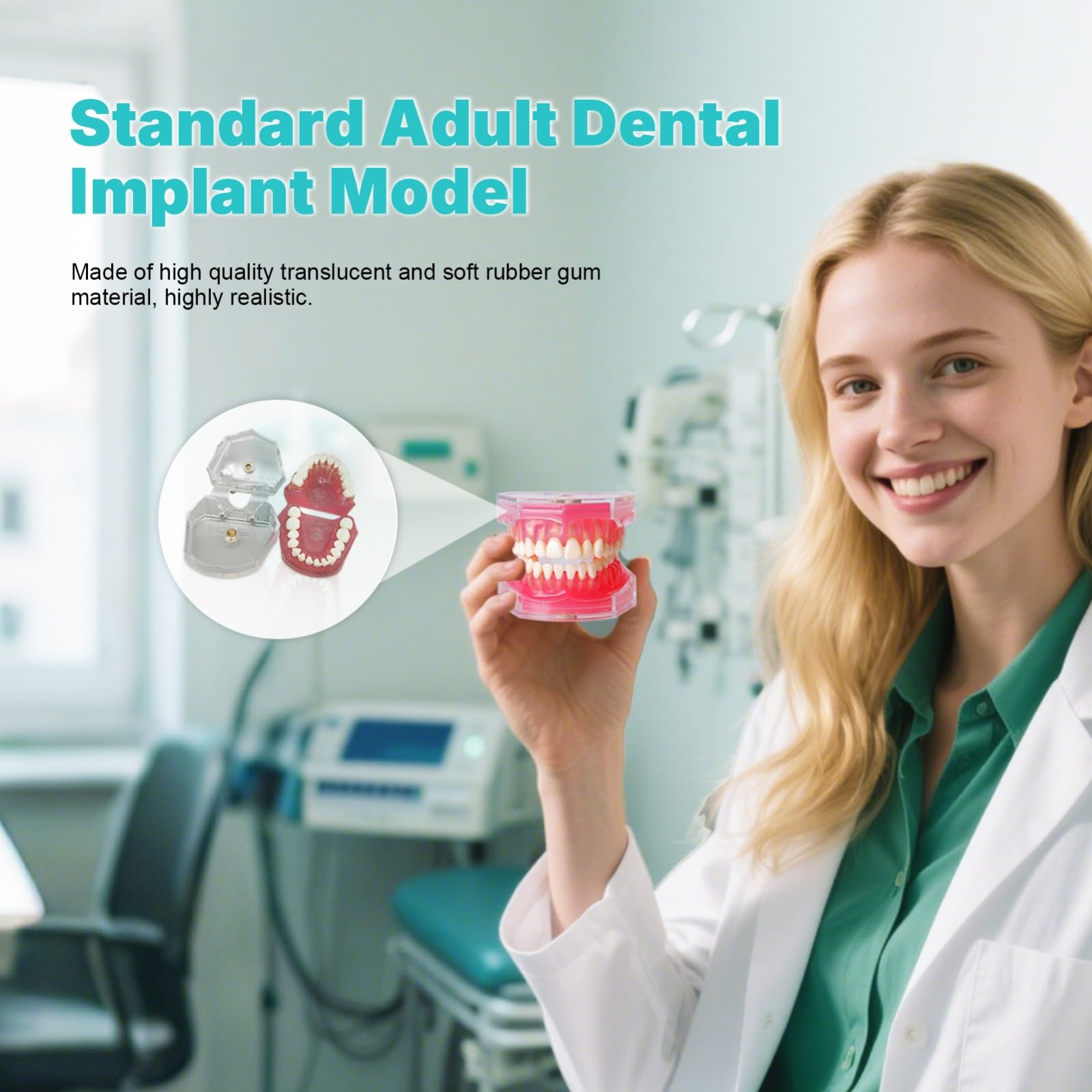 Strumento modello di impianto dentale con denti in resina rimovibili e gomma morbida per chirurghi orali e studenti di odontoiatria