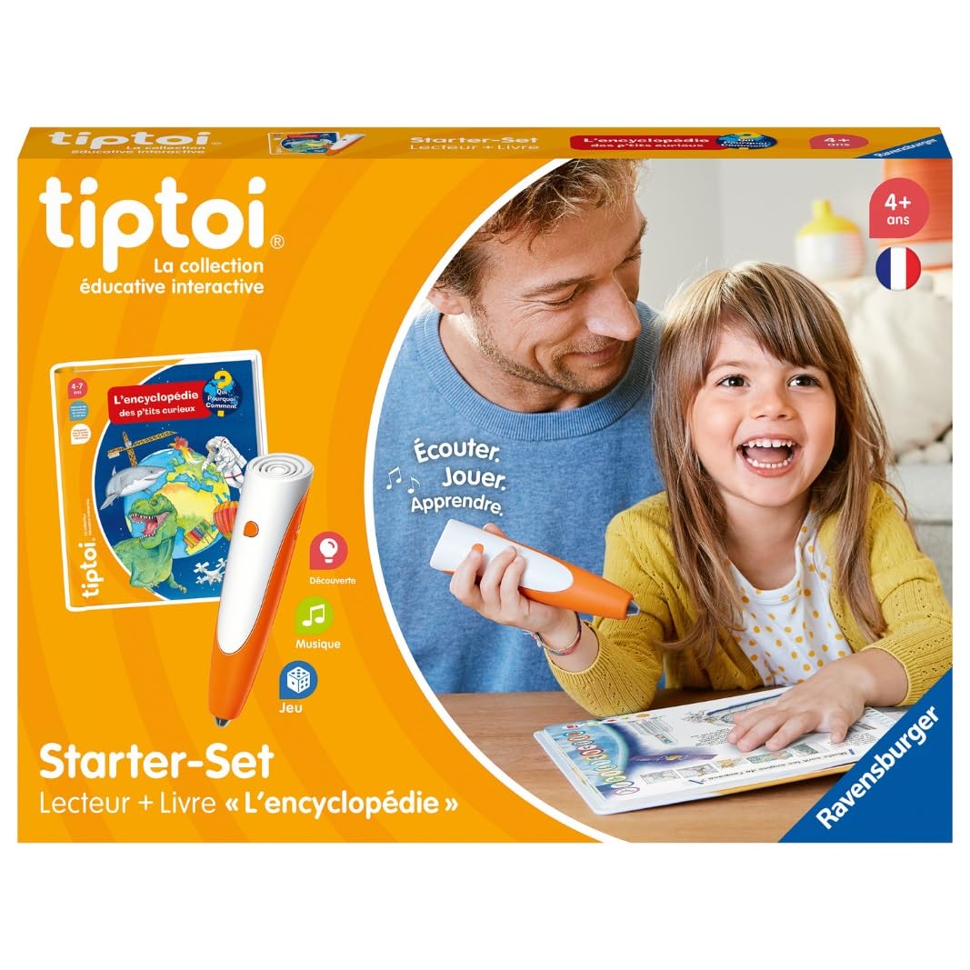 Ravensburger tiptoi Starter Set – Lecteur + Livre 'L'encyclopédie des p'tits Curieux' – Jeu Éducatif Interactif sans Écran – Apprentissage Enfant – Dès 4 Ans – Version Française