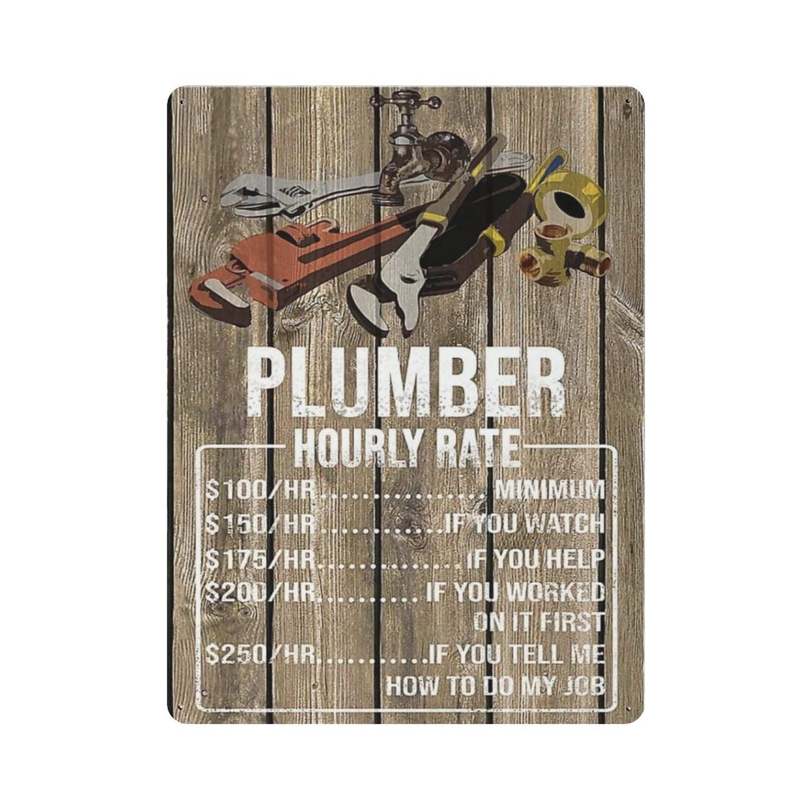 AOOEDM Plumber Vintage Metal Tin Sign for Home Coffee Shop Office Wall Art Metal Poster Garage Decor Man Cave Sign Inspirational Quote Wall Decor