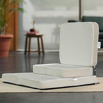 FOVERA Foldable Meditation Chair, Floor Chair for Living Room & Outdoor, Meditation Block, SS Frame & Washable Cover - Light Weight & Easy to Carry (Cream Color)