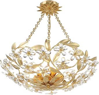 Crystorama Marselle 6 Light Antique Gold Semi Flush Mount