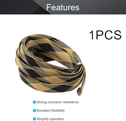 Miniatura 3 de Othmro Fundas de cable trenzadas flexibles de PET de 16.4 pies de longitud, 0.62 pulgadas de ancho, fundas de malla de alambre flexibles para TV,