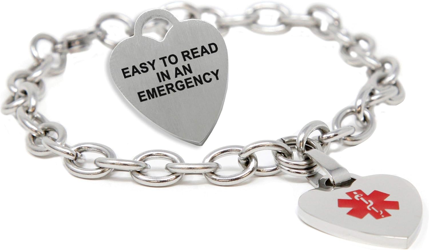 Medical Id Bracelets For Women With Free Engraving, Stainless Steel And Id Card, O-link Chain Alert